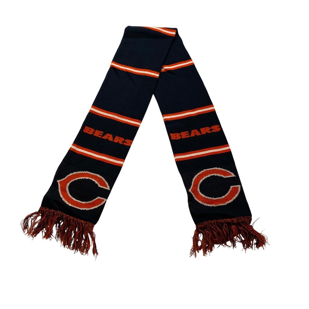 Forever‎ Collectibles Chicago Bears Scarf Navy Orange White Knit NFL Fan Gear